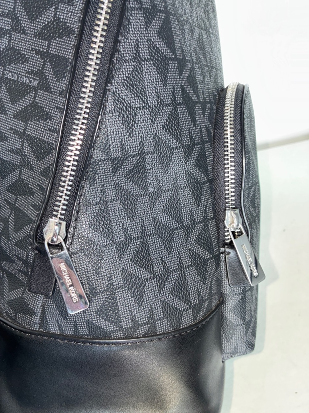 Michael Kors Black and Gray Signature MK Backpack - Picture 7 of 12